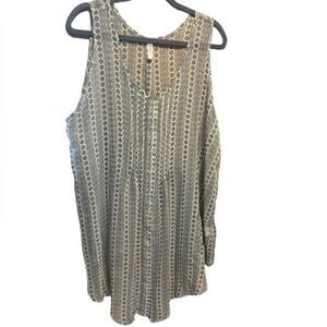 RVCA Sheer Long Sleeveless Button Down Top Or Cover Up Over Swimsuit/ Leggings